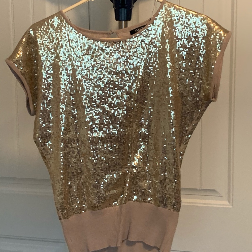 XOXO Gold Sequin Blouse